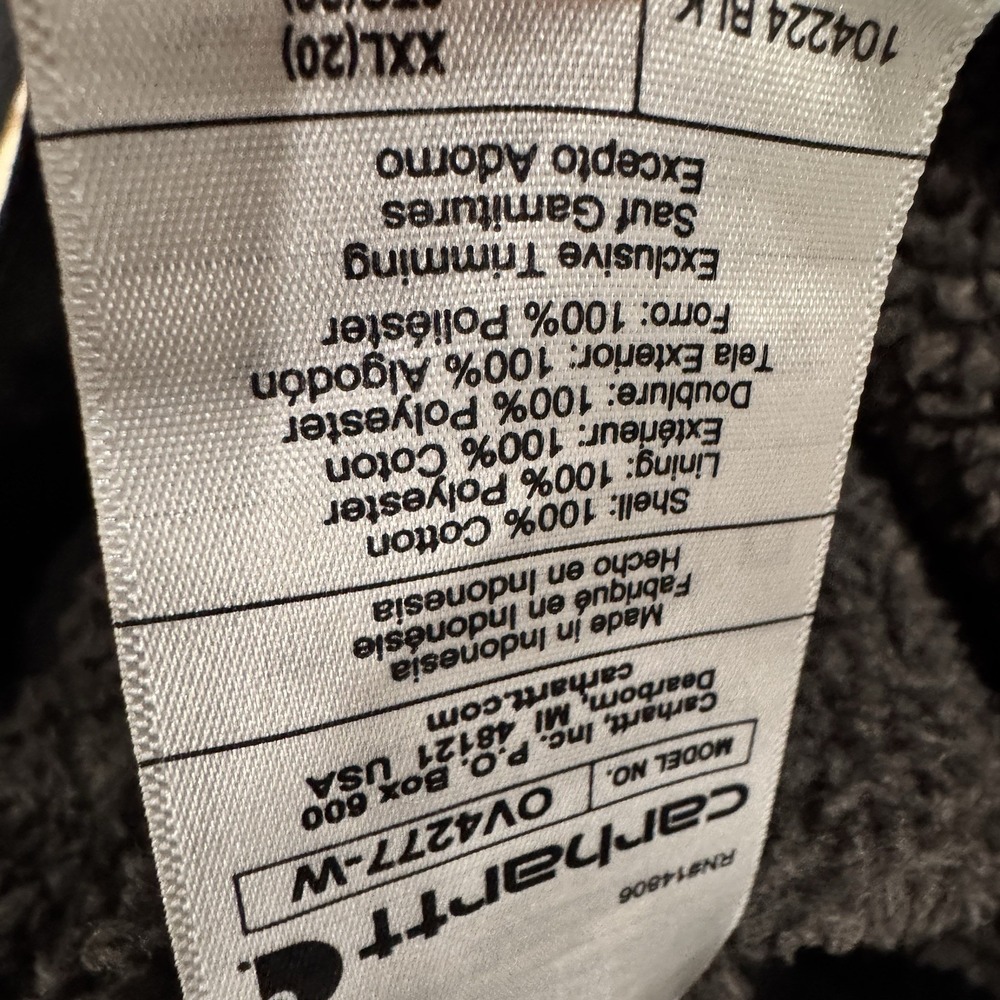 Carhartt Vest Men 2XL XXL Black Canvas Sherpa Lined Workwear Duck Relaxed Jacket - Picture 8 of 9